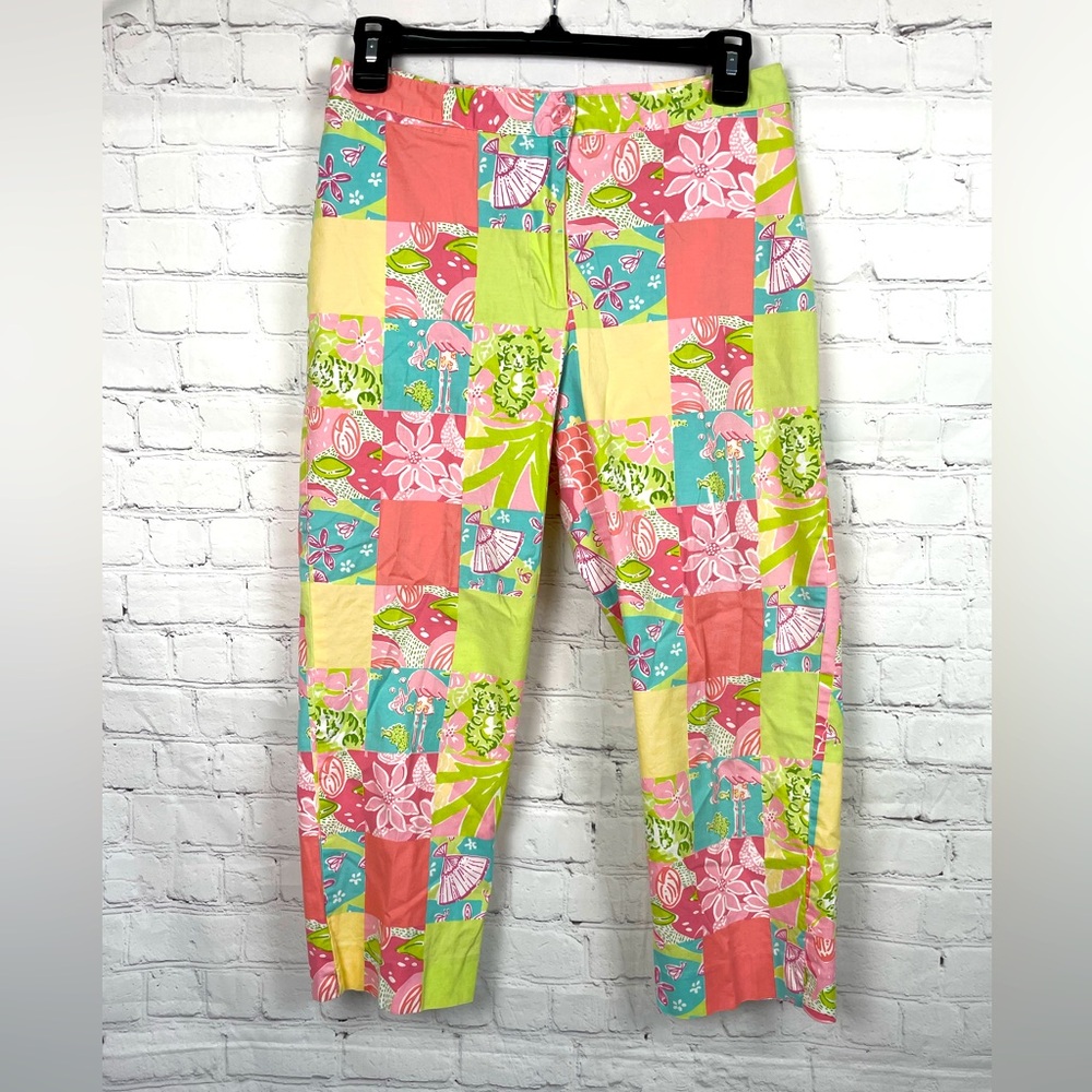 Lilly Pulitzer Patchwork Floral Stretch Crop Trouser Pants Womens Size 6P